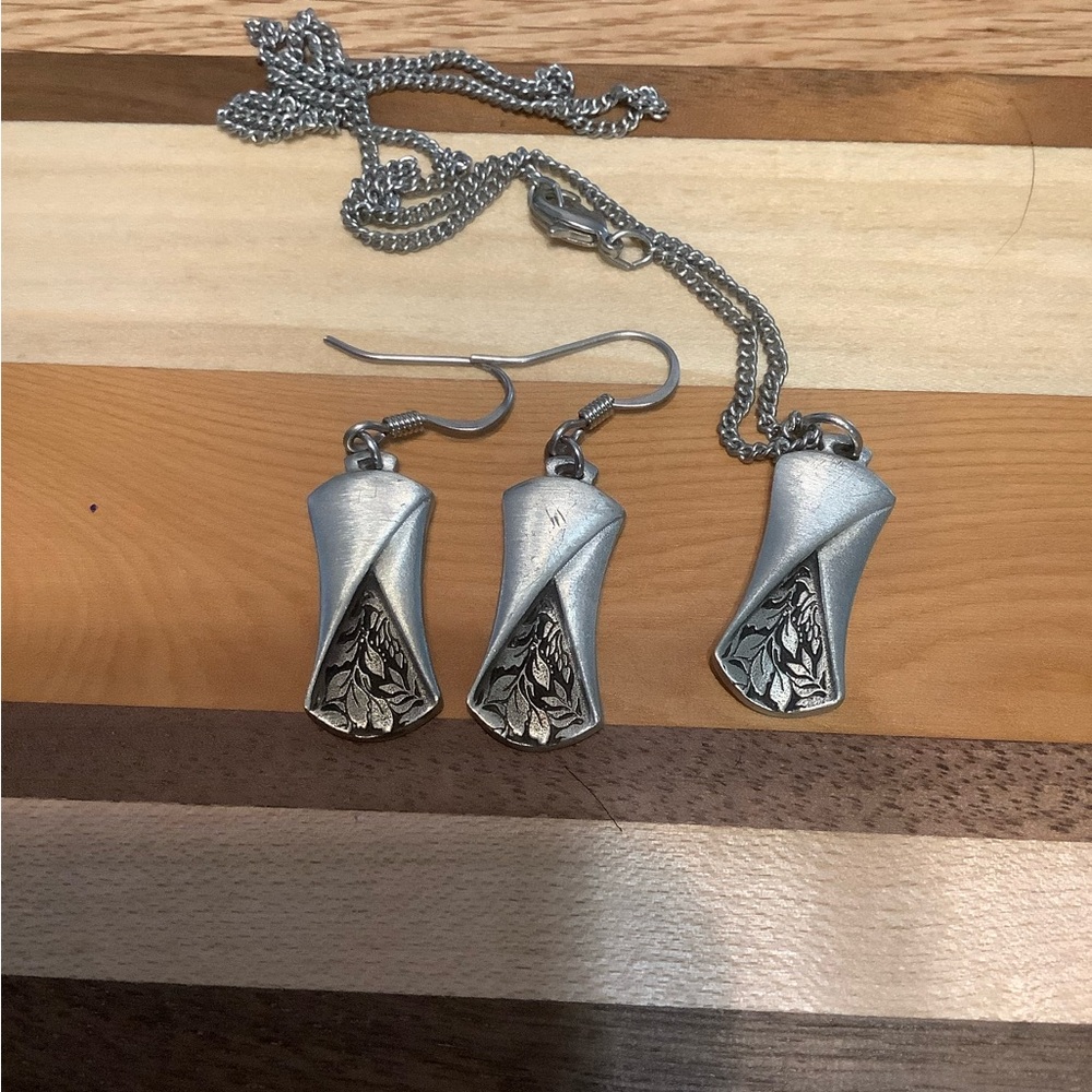 Pewter Pendant and Earring Set